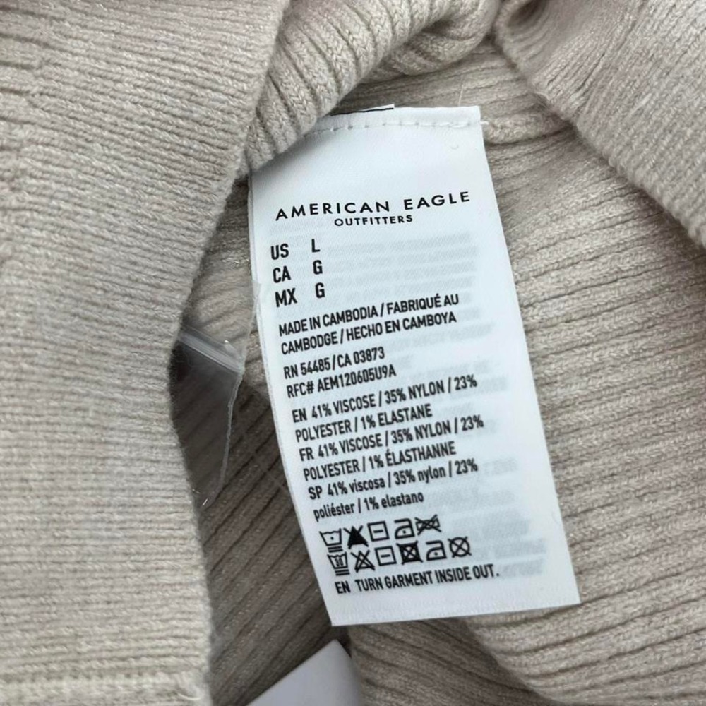 American Eagle Ribbed Button Tube Top Large Beige Knit Minimalist Y2K - Picture 4 of 5